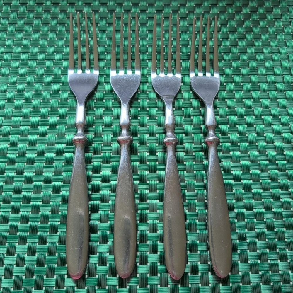 Hampton Silversmiths BISTRO SATIN Dinner Forks Set Lot of 4 Stainless 18/0 Vtg
